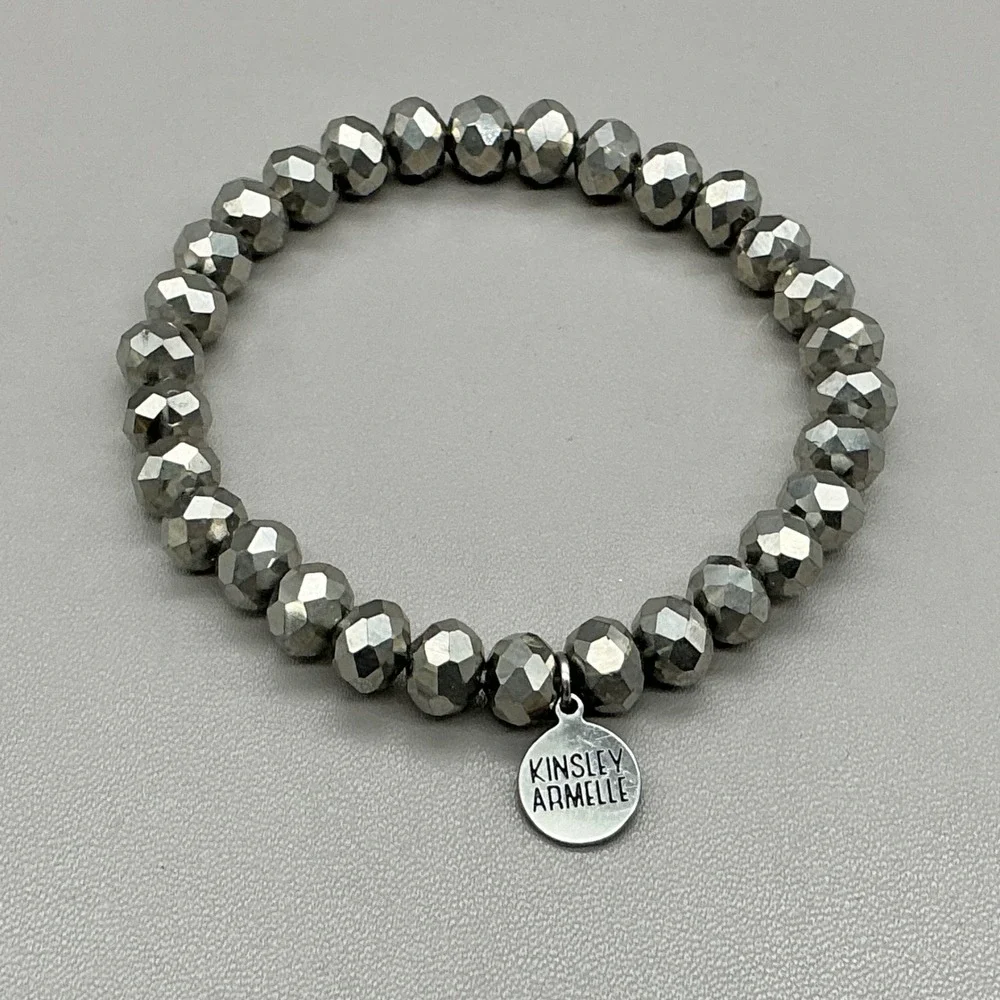 Kinsley Armelle Bracelet Women Silver Beaded Stretch Pyrite Style Fashion Jewel